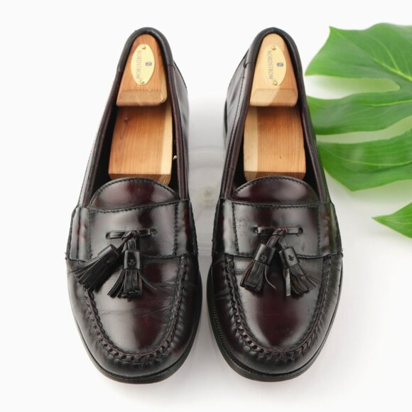 VTG Cole Haan Mens Pinch Tassel Loafer Size 9 D Burgundy Moc Slip On Dress Shoe - Picture 1 of 14